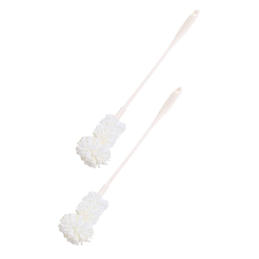 BCOATH 2-Piece Sponge Brush Set for Baby Bottles and Cups, Long PP/EVA Handle, White