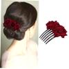 Mikinona Burgundy Rose Hair Comb for Women and Girls view 2