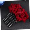 Mikinona Burgundy Rose Hair Comb for Women and Girls view 3