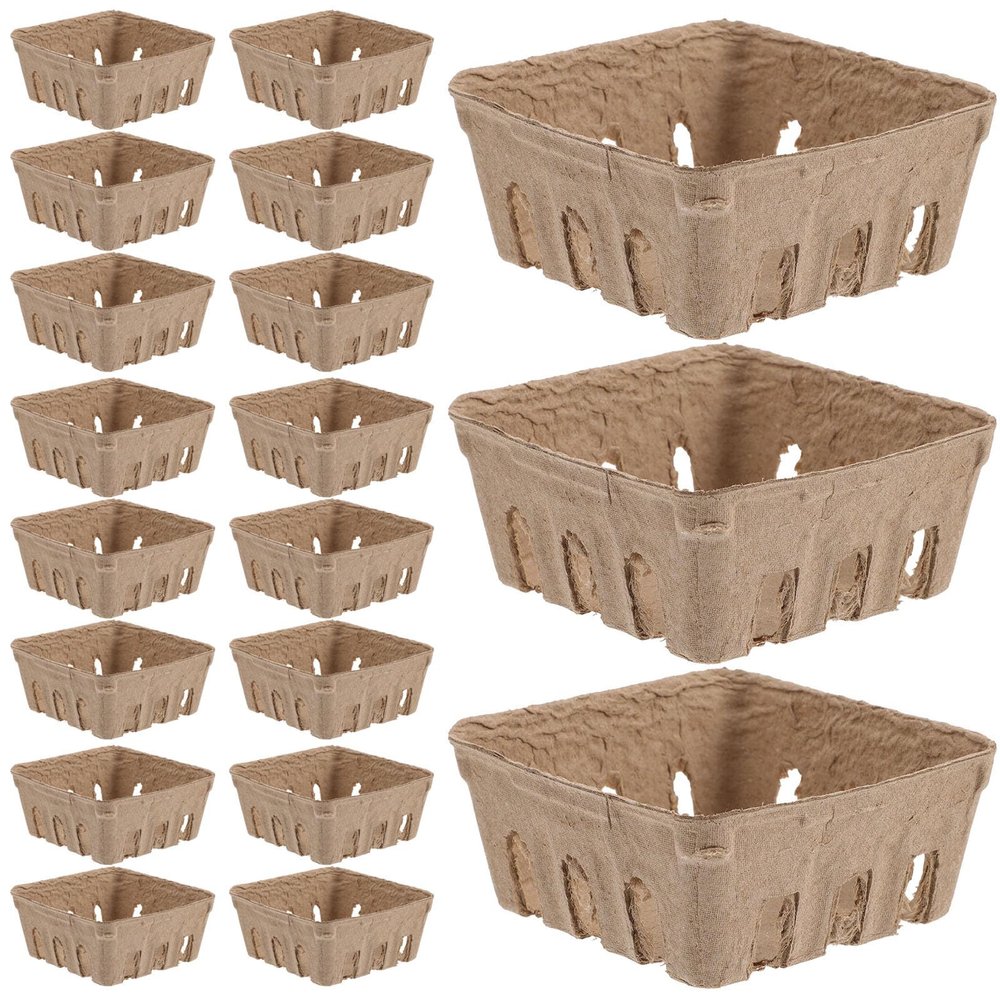 50-Count Paper Pulp Berry Baskets for Strawberries and Fruit