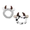 DEARMAMY 2-Piece Cow Horn Fabric Headband Set, Fashionable and Cute for Makeup, Face Washing, Skincare, and Christmas Spa view 1