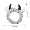 DEARMAMY 2-Piece Cow Horn Fabric Headband Set, Fashionable and Cute for Makeup, Face Washing, Skincare, and Christmas Spa view 3