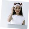 DEARMAMY 2-Piece Cow Horn Fabric Headband Set, Fashionable and Cute for Makeup, Face Washing, Skincare, and Christmas Spa view 4