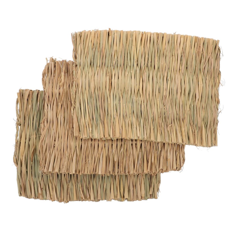 BELLIFFY 3-Piece Grass Mat for Rabbits, Woven Natural Straw Mat