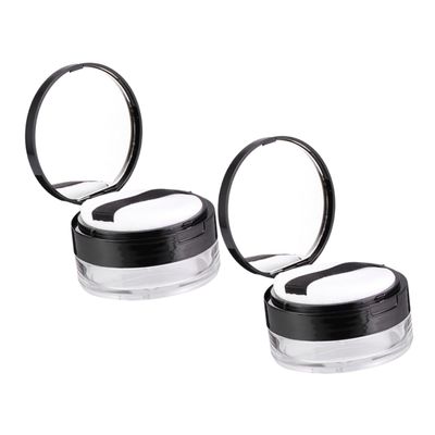 Mikinona Portable Loose Powder Containers with Elastic Mesh, Set of 2, Built-In Mirror, 20 g Capacity