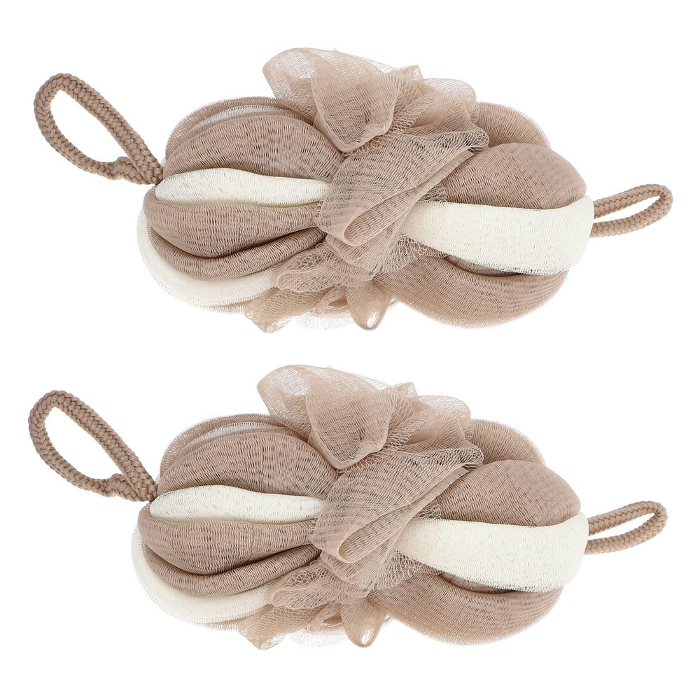2-Pack Long Nylon Bath Poufs with Foaming Function for Showering