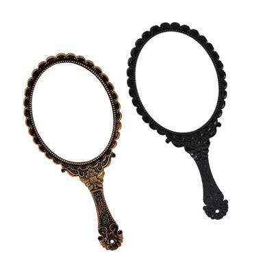 HONMEET 2-Piece Vintage Hand Mirrors, Oval ABS Makeup Mirrors with Classic Floral Relief