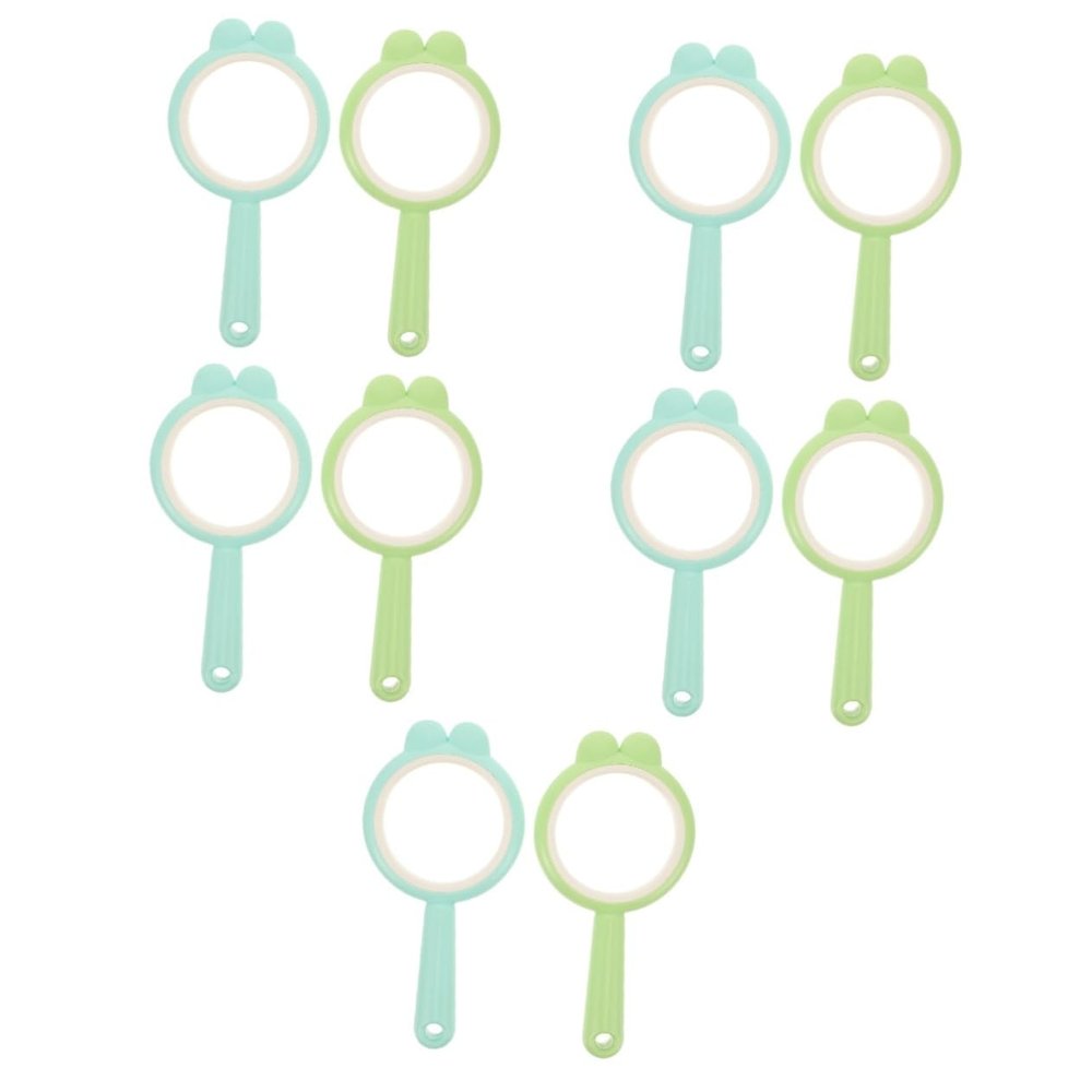 Healeved 10-Piece Handheld Magnifying Glass Set, Double-Convex Lens, Blue and Green