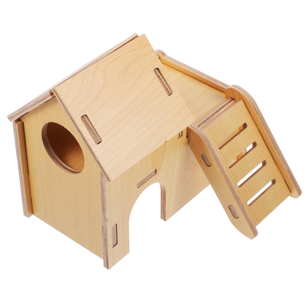 BESPORTBLE Wooden Hamster House with Ramp and Hideout for Small Pets