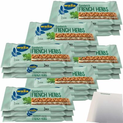 Wasa Cheese & Fine Herbs Crispbread Sandwich, 6-Pack (6 x 90 g) + usy Block