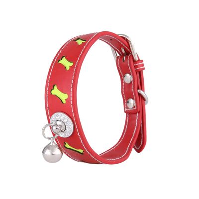 BESPORTBLE Adjustable Pet Collar with Bone Shape and Bell