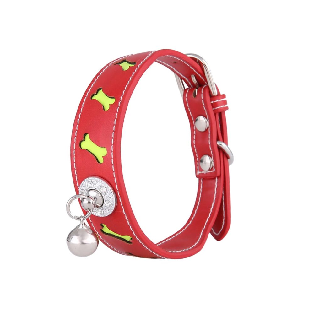 BESPORTBLE Adjustable Pet Collar with Bone Shape and Bell