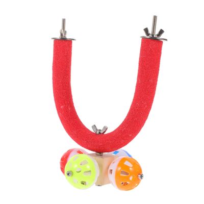 Sosoport Wooden Parrot Toy Perch with Bell for Cockatiels