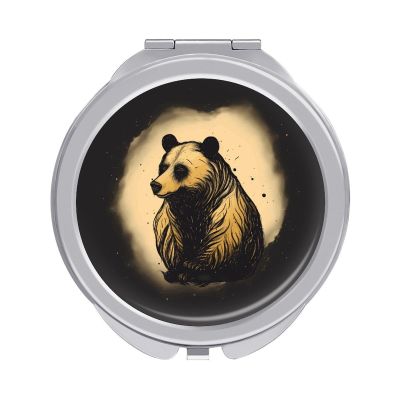 VFMKT Black Bear Portable Folding Travel Makeup Mirror, 1x/2x Magnification