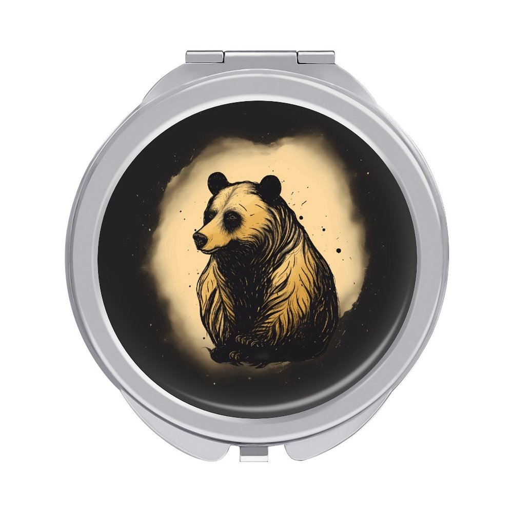 VFMKT Black Bear Portable Folding Travel Makeup Mirror, 1x/2x Magnification