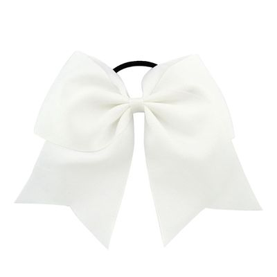 Large White Hair Tie with Bow Knot, Stretchy, Adjustable, Hookless