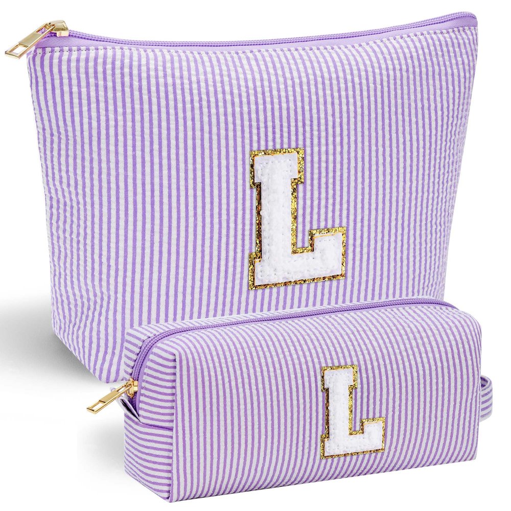 Parima Personalized Makeup Bags for Girls and Women, Initial L, Travel Cosmetic Pouches