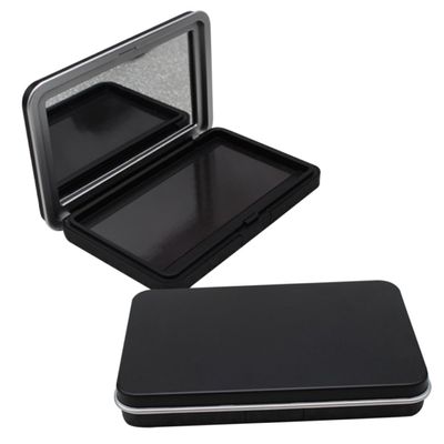 2 Empty Eyeshadow Cases with Mirror, Black Plastic, Compact