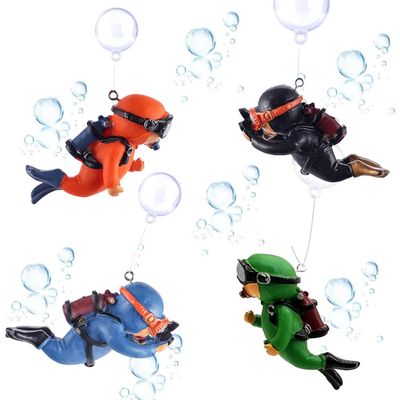 Bssowe 4-Piece Small Diver Aquarium Ornaments