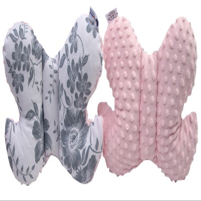 Medi Partners Baby Butterfly Neck Pillow, Cotton/Minky, Berry with Pink Minky
