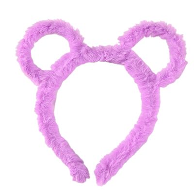 Kodbww Thick Plush Headband for Women with Round Bear Ears, Violet