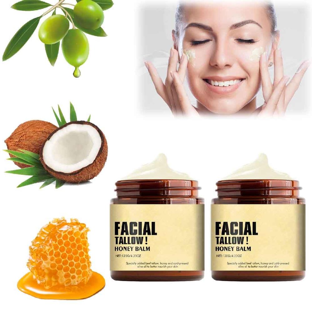 Whipped Beef Tallow & Honey Moisturizing Balm for Face and Body, 120 g/4.23 oz, 2-Pack