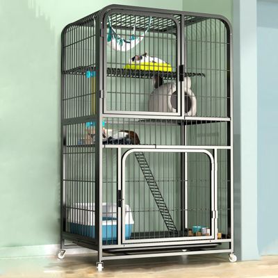 Cat Cage on Wheels with Multiple Doors and Pull-Out Design
