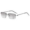 Lanomi Rimless Progressive Reading Glasses for Men, Rectangular, Gradient Gray Lenses, Blue Light Filter, 2.5 view 1
