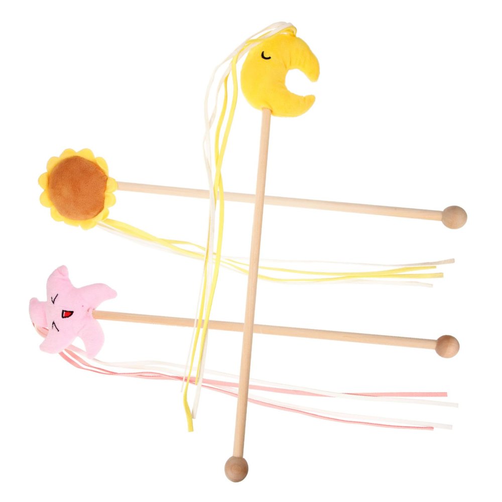 CORHAD Cat Toys, 3 Pieces, Plush Toys with Wooden Stick for Kittens