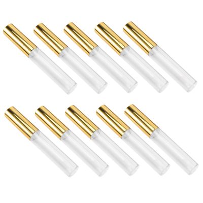 Empty Lip Gloss Containers, 10 mL Plastic, 10-Piece, Gold
