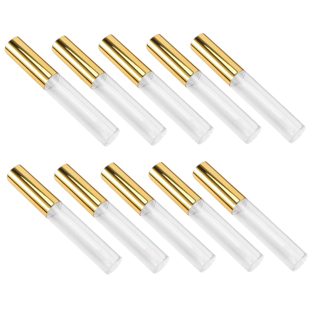 Empty Lip Gloss Containers, 10 mL Plastic, 10-Piece, Gold