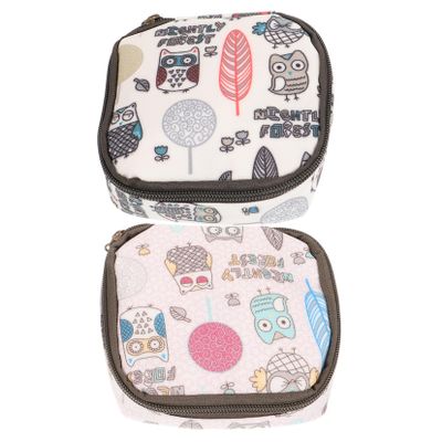 SEWOART 2-Piece Cotton Menstrual Pad Storage Bags with Zippers