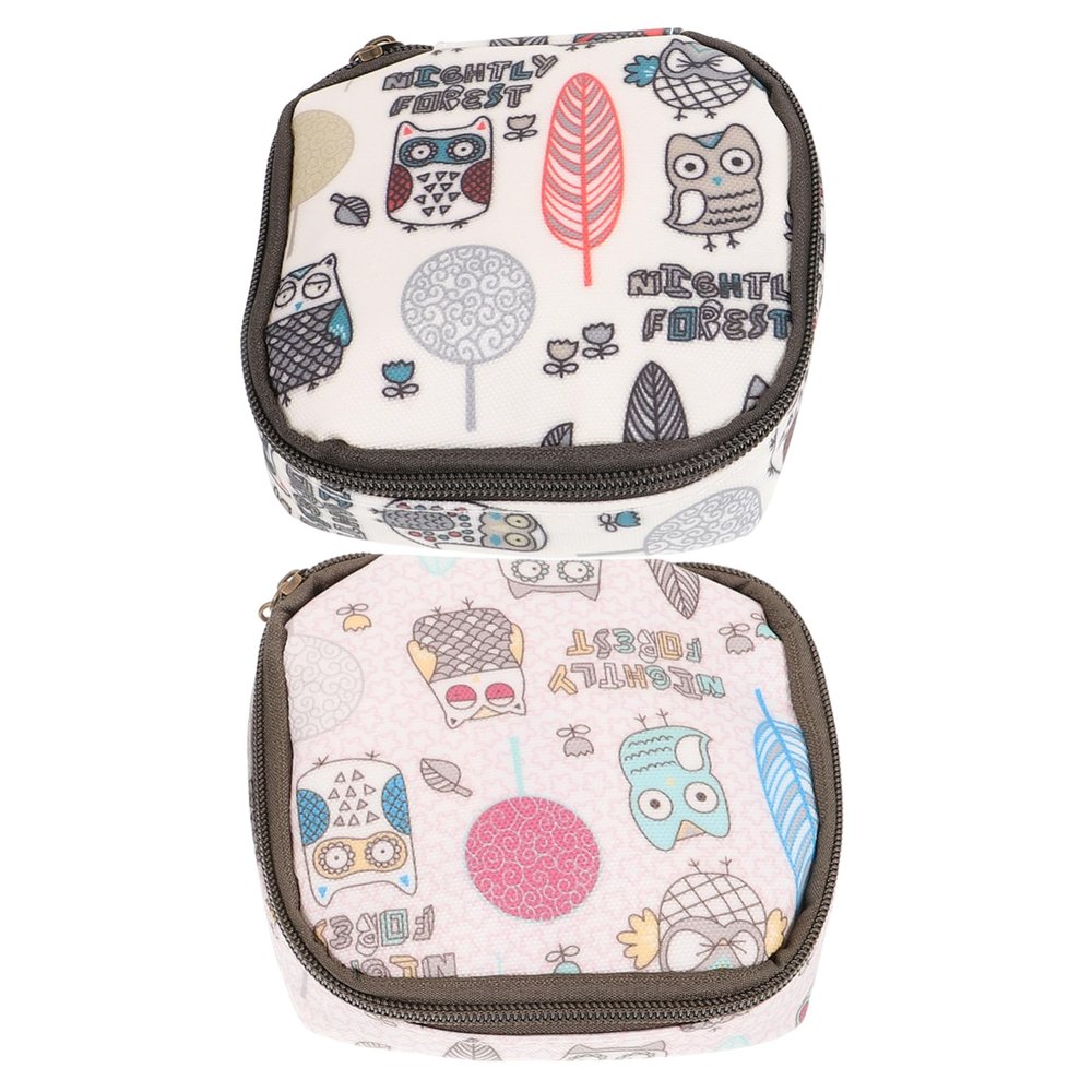 SEWOART 2-Piece Cotton Menstrual Pad Storage Bags with Zippers