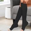 High-Compression Open-Toe Calf Socks, Black, Medium view 2