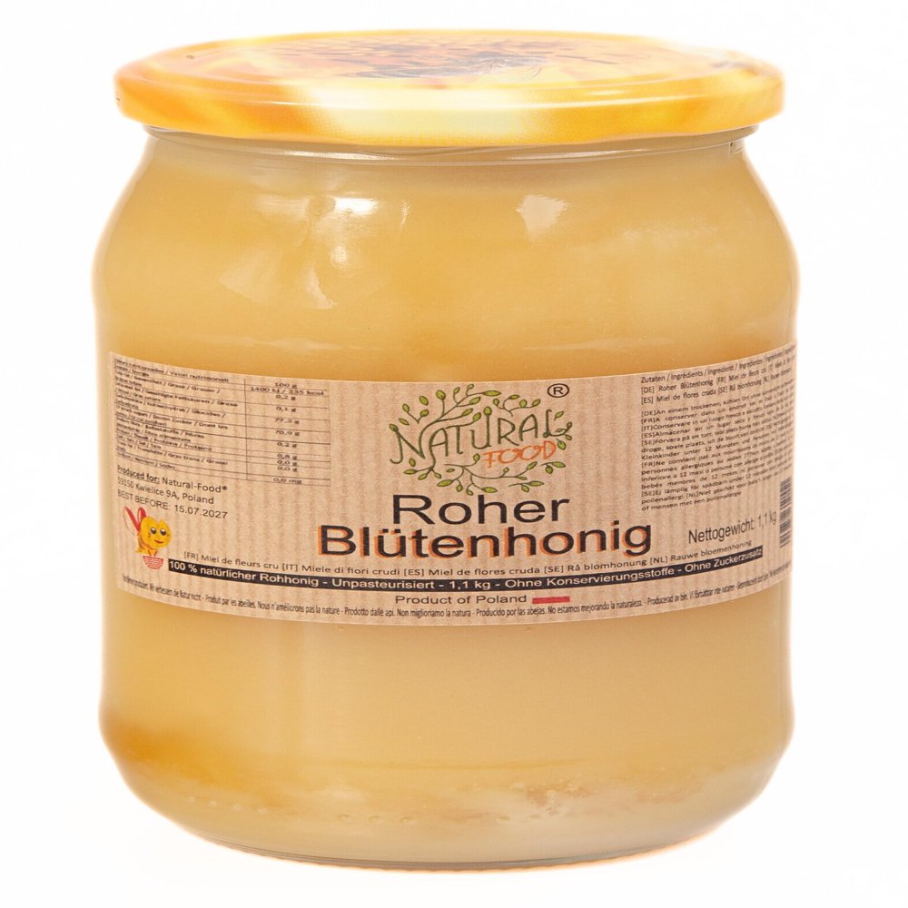 Natural Food Raw Wildflower Honey Direct from the Beekeeper, Unfiltered, Unextracted, Unheated, No Additives, 5.5 kg, 5 x 1.1 kg