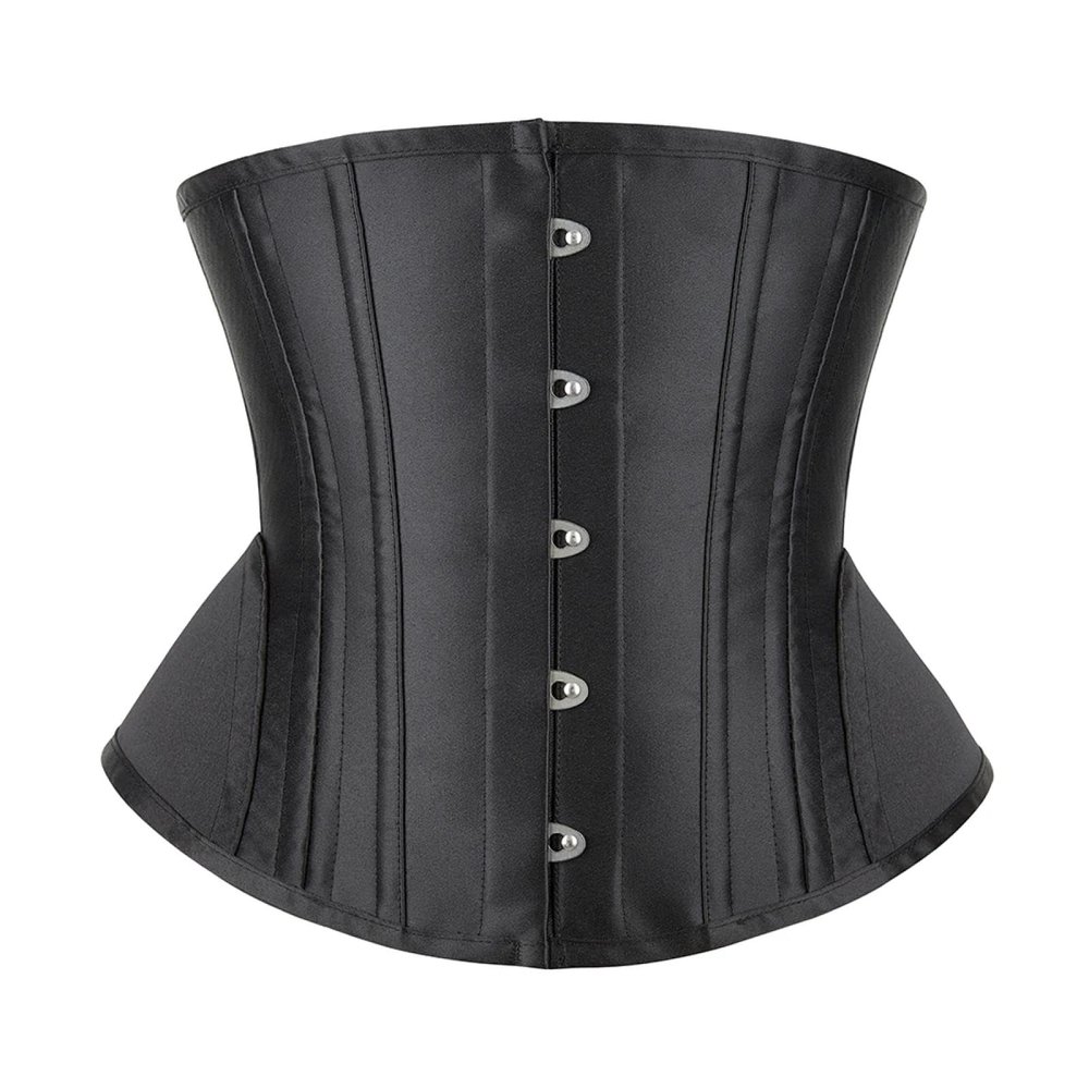 GMDNS Women's Satin Underbust Corset with 24 Steel Bones, XXS-3XL, Black