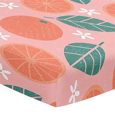 Morbuy Baby Crib Fitted Sheet, Sweet Fruit Microfiber Sheet for Cribs, Bassinets and Strollers, Grapefruit, 90 x 40 cm