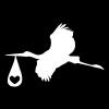JIFENLI Stork Baby Car Sticker, 7.1 x 4.6 in, Vinyl, Black/Silver view 1
