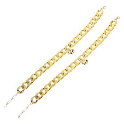 HAPINARY 4-Piece Gold Chain Dog Collar Set for Small Dogs, Elegant Pet Neck Decoration for Parties and Special Occasions