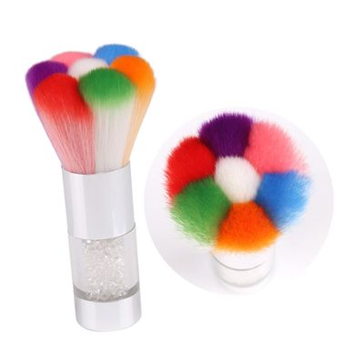 Silver Flower-Shaped Metal and Fiber Nail Art Dust Brush