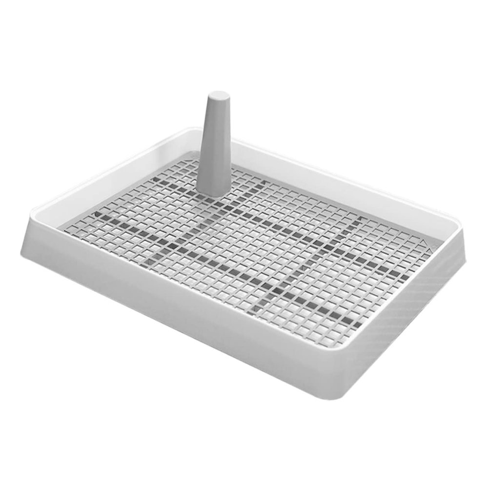 Indoor Dog Toilet with Double Layer and Grid, White
