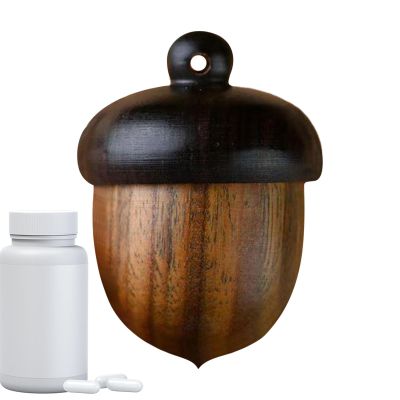 Pine Nut-Shaped Wooden Pill Case