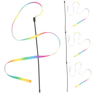 SEWOART 4-Piece Interactive Cat Toy Rainbow Ribbon Wand