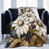 Mexpekil Boho Blanket with Daisy Motif, Soft Fluffy Flannel Fleece, 150 x 125 cm view 1
