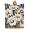 Mexpekil Boho Blanket with Daisy Motif, Soft Fluffy Flannel Fleece, 150 x 125 cm view 2