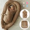 PaLulli 2-in-1 Baby Nest and Swaddle Blanket Set, 100% Muslin, Brown view 2