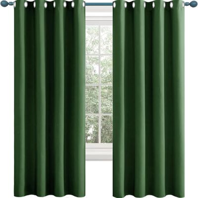 Blackout Curtains 95 x 160 cm, Dark Green, 2-Piece Set