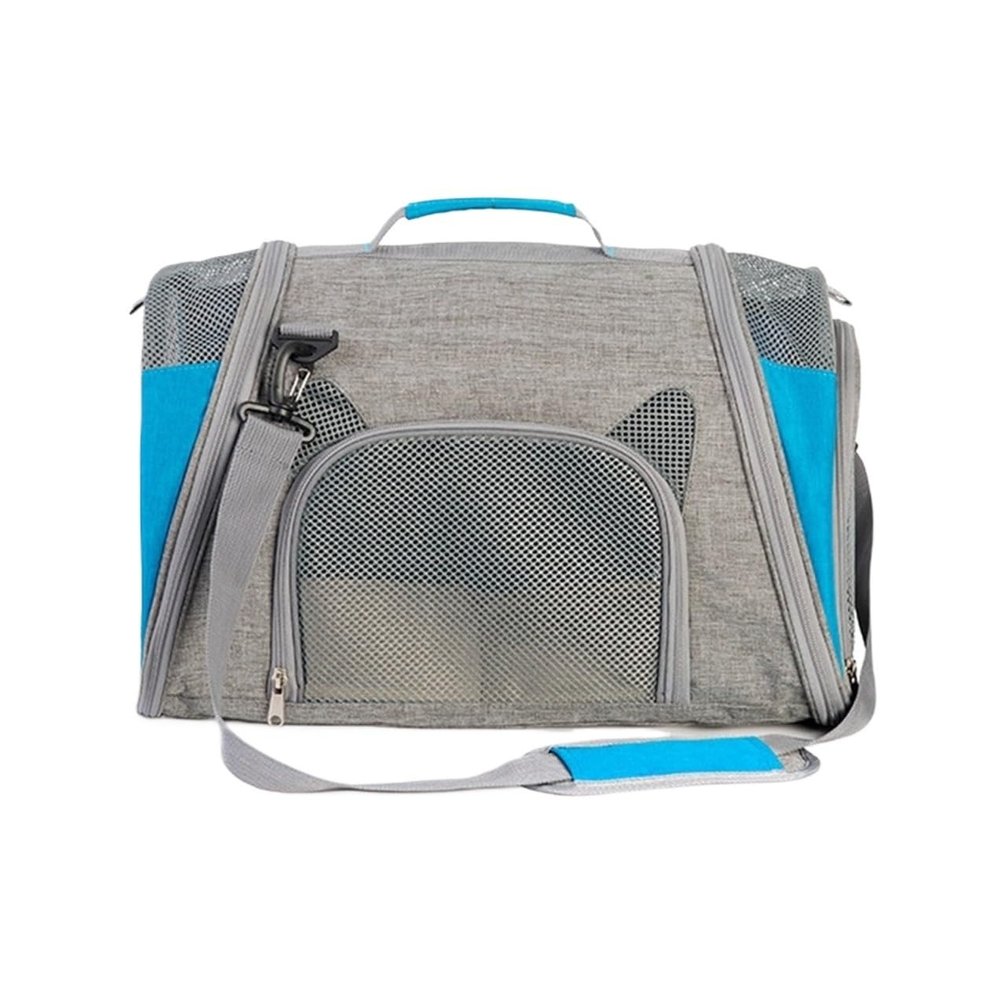 AMULONG Foldable Pet Carrier Backpack for Cats and Small Dogs, Blue