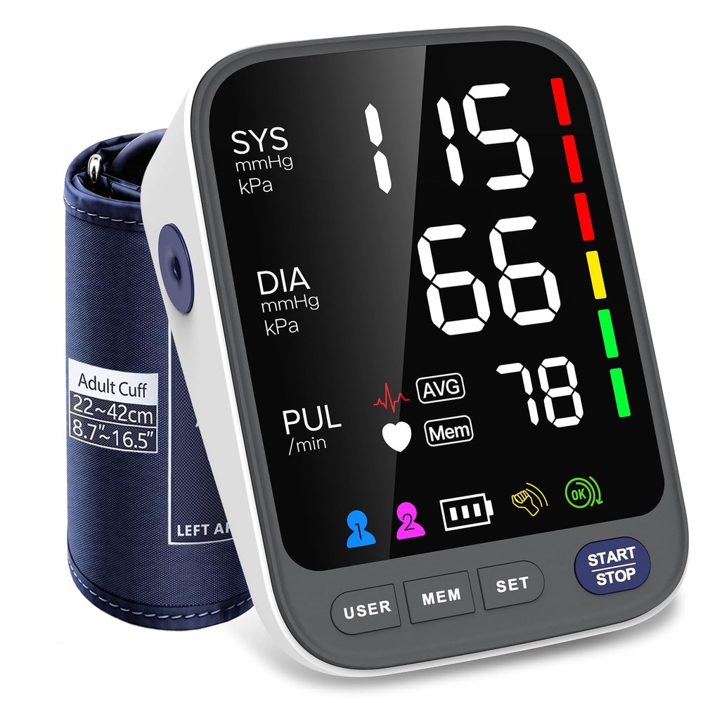 WAJ Blood Pressure Monitor, Upper Arm Monitor with Large Cuff (22–42 cm) for Home Use | Extra-Large 6.4-Inch LED Display | Arrhythmia Detection | 240 Memory Slots | Pulse Measurement