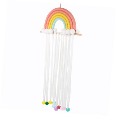 Rainbow Wall-Mounted Hair Clip Holder for Girls, Wood and Cotton